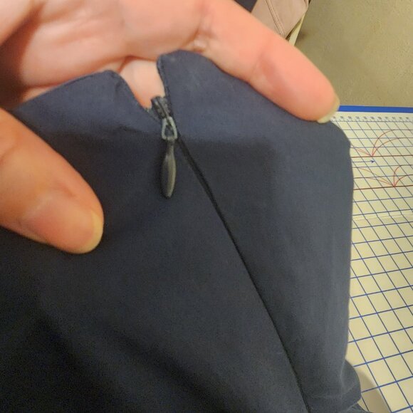 ASTR Lace Up Strapless Bubble Dress Small hole at base of zipper Blue Small - Picture 9 of 11